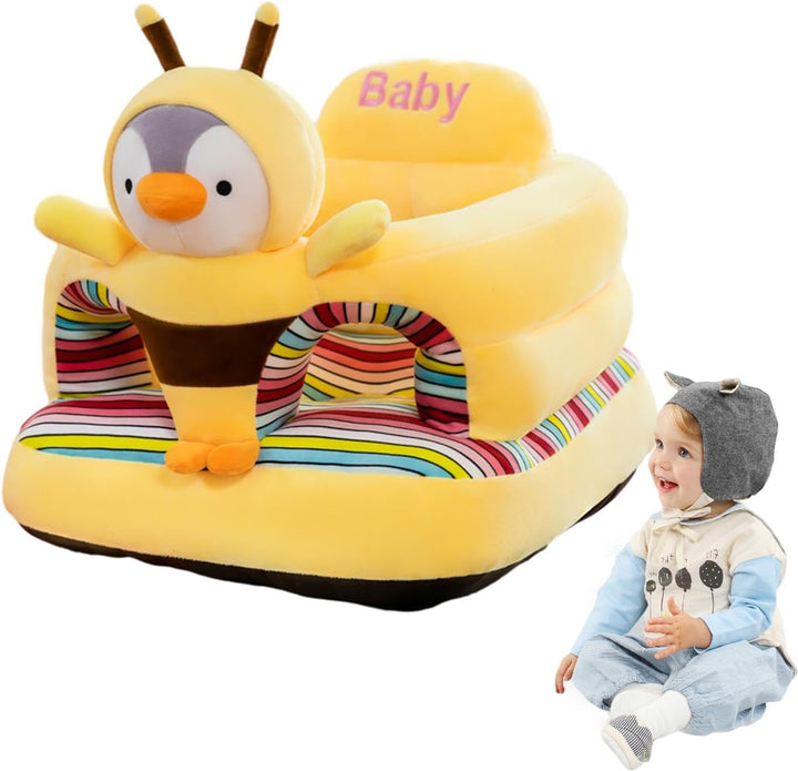 Kleinkind-Stützsitz, Tier-Sofa-Sitz, Plüsch + PP-Baumwolle, Futon, Kleinkind-Sitzkissen, Gelb, 45 x