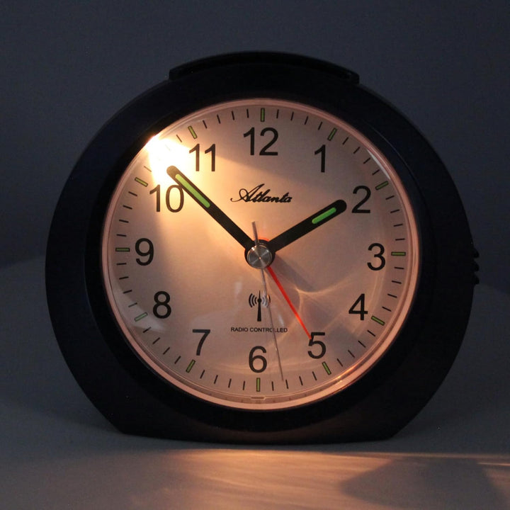Funkwecker ohne Ticken mit Licht Snooze Leuchtzeiger Analog - 1856/3 (Braun), Braun