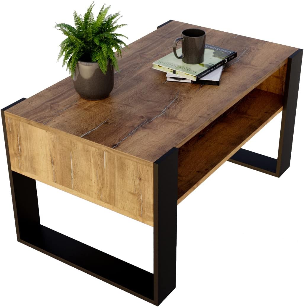 MRBLS Couchtisch – modernes rustikales Design – Wohnzimmer-Tisch Beistelltisch Kaffeetisch Sofatisch