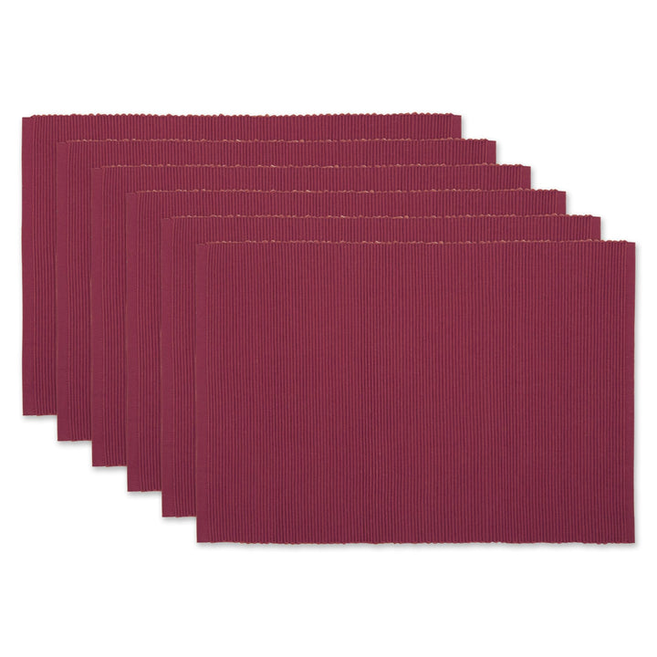 DII Basic Everyday Gerippte Tischset-Set, 100% Baumwolle, 33 x 48 cm, Scheunenrot, 6-teilig Rot (Bar