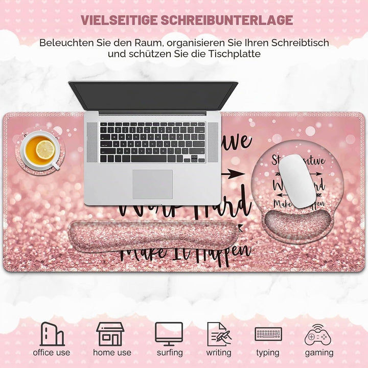 ToLuLu Tischmatte, XXL grosses Mauspad Handgelenkstützen-Set, 4 in1 Gaming-Mauspad Tischpad + ergono