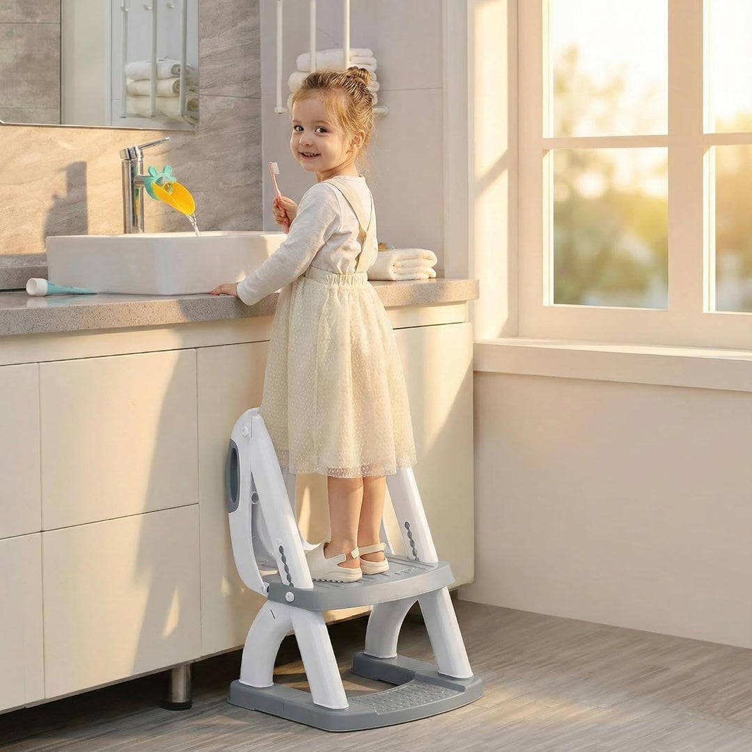 Toilettensitz Kinder mit Treppe, 2 in 1 Toiletten-Trainingssitz & Toilettenleiter für Kinder – 5-fac