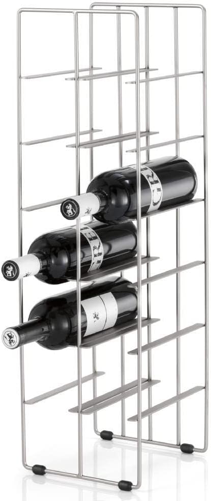 blomus -PILARE- Weinregal aus matt-vernickeltem Stahl, freistehend mit Platz für 12 Weinflaschen, Fl