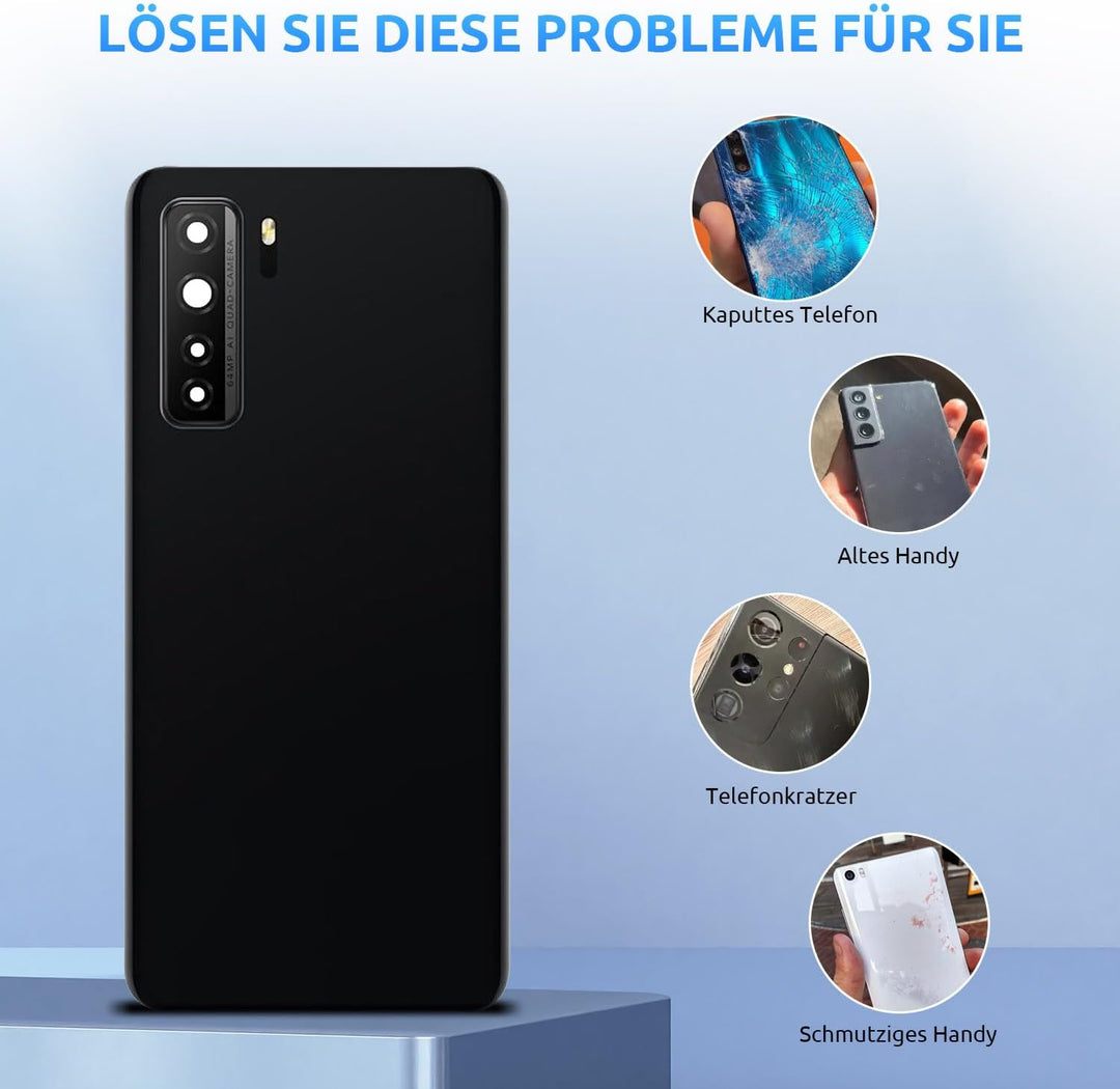 Eonpam Akkudeckel für Huawei P40 Lite 5G Rückseite Glas Original Backcover Back Glas Ersatz Reparatu