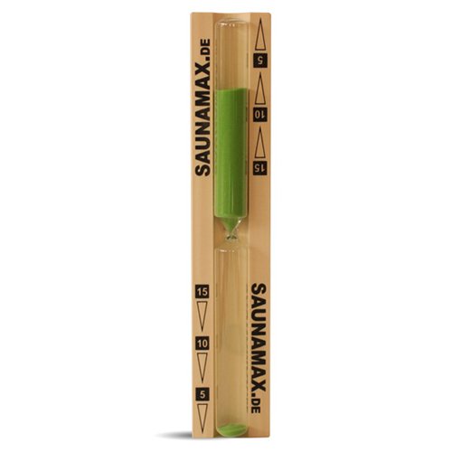 Saunamax Sauna Sanduhr gruener Sand, 15 Minuten Holz