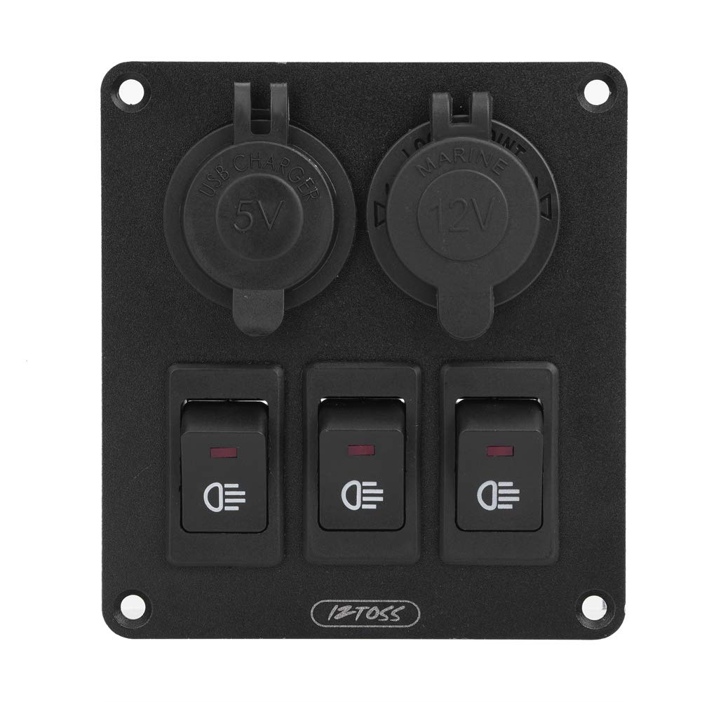 Keenso Auto Boot Wippschalter Panel, Wasserdichte marine LED 3 Gang Wippschalter Schaltpanel + Doppe