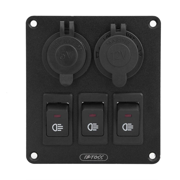 Keenso Auto Boot Wippschalter Panel, Wasserdichte marine LED 3 Gang Wippschalter Schaltpanel + Doppe