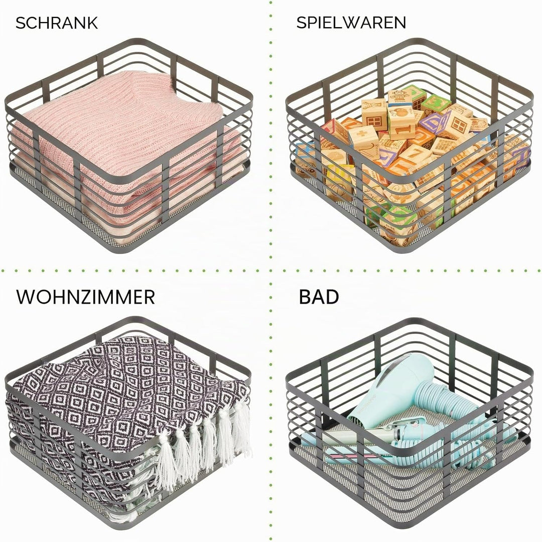 mDesign Allzweckkorb aus Metalldraht – praktischer Aufbewahrungskorb für Küche und Haushalt – kompak