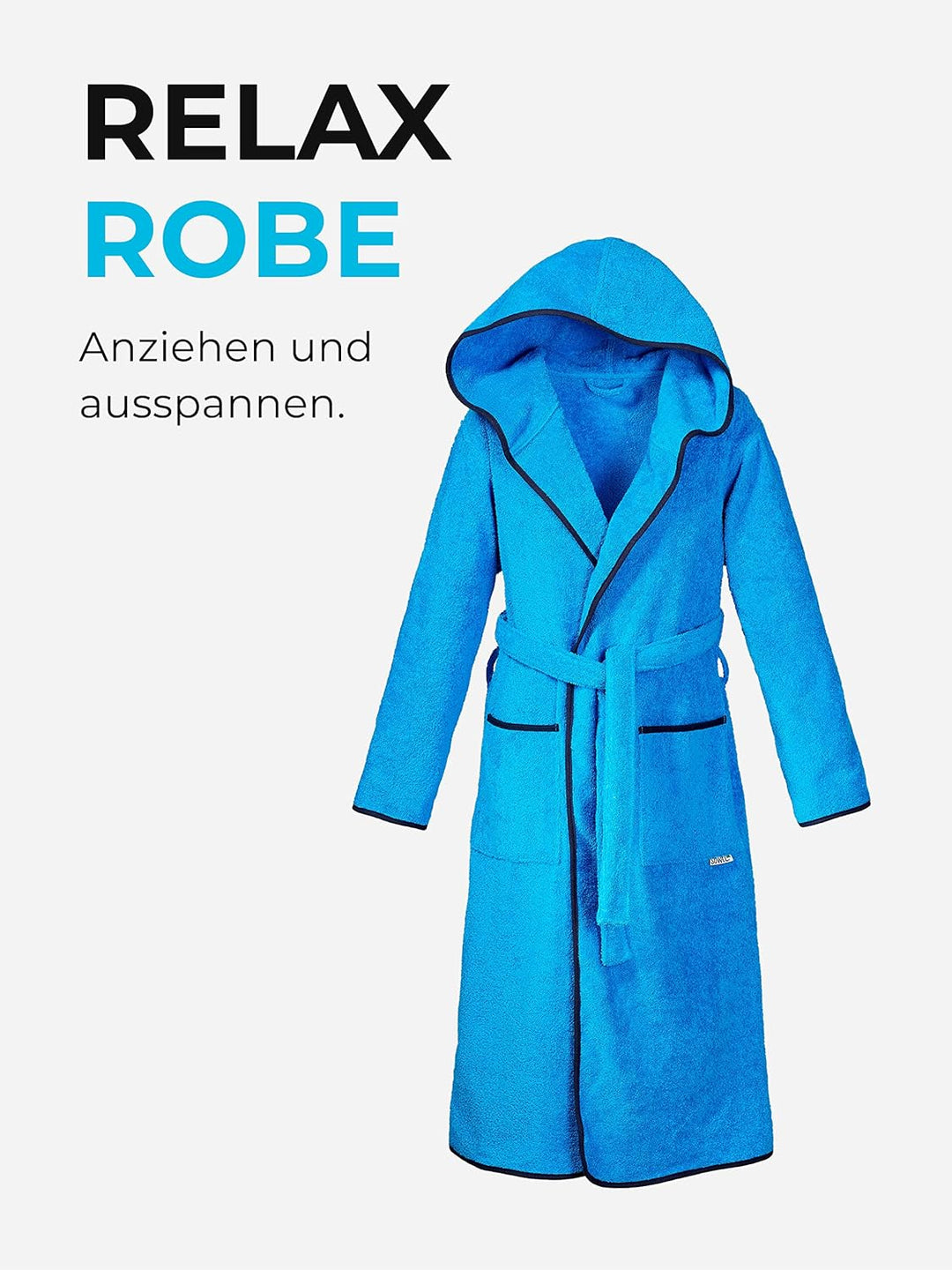 Sowel® Bademantel Damen und Herren, 100% Bio-Baumwolle, Extra Lang mit Kapuze, Morgenmantel, Flausch