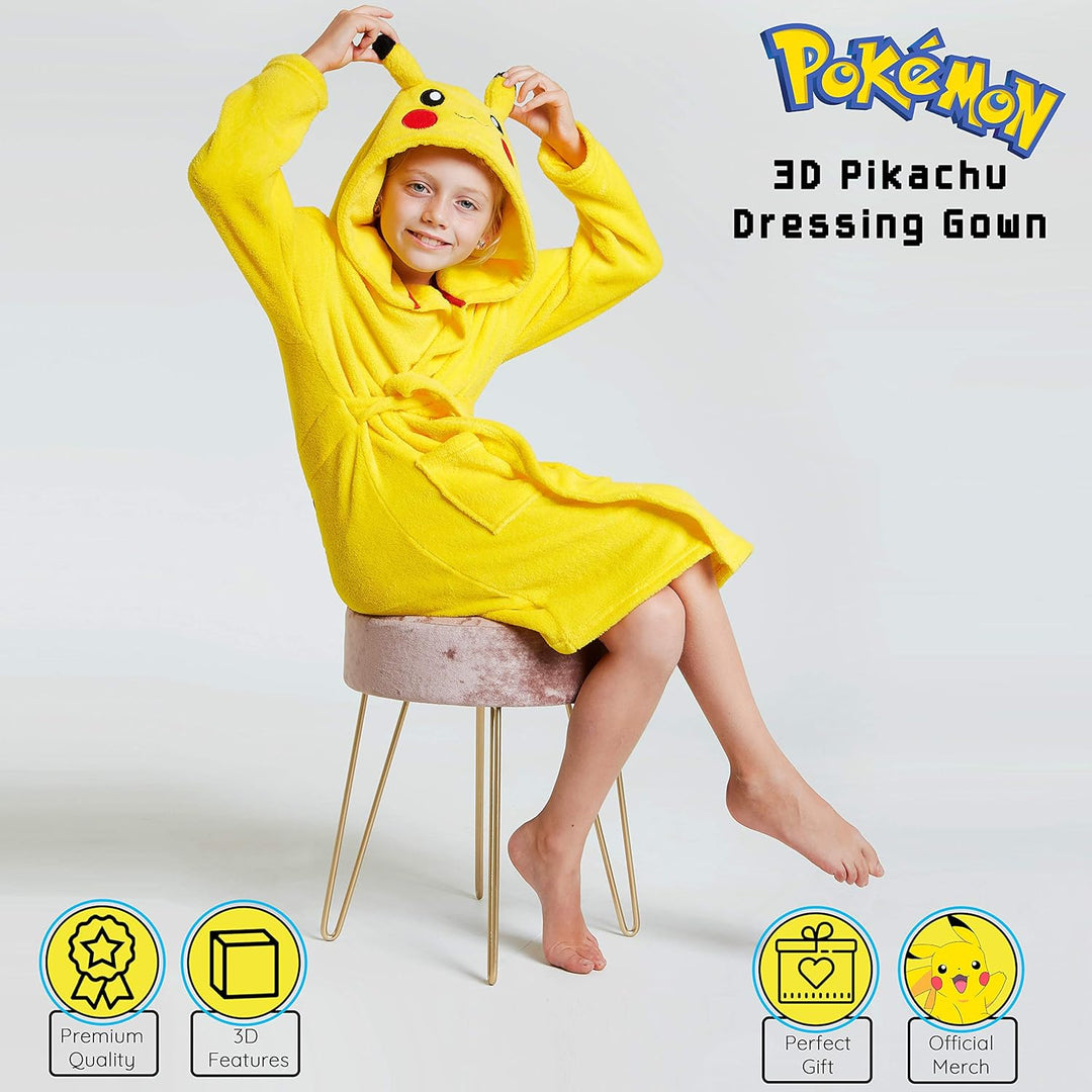 Pokemon Bademantel Kinder, Pikachu Morgenmantel Flauschig, Fleece Bademantel Jungen und Madchen, Mor