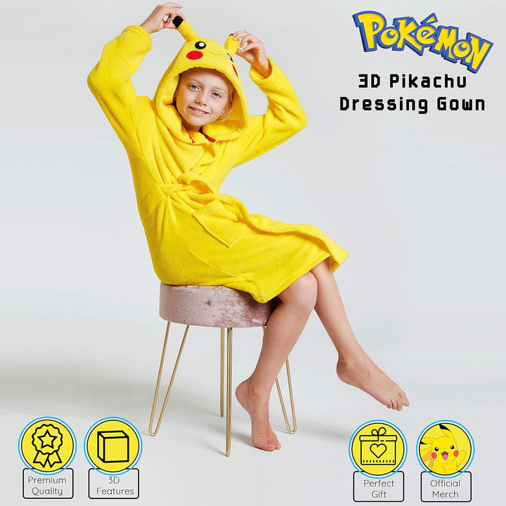 Pokemon Bademantel Kinder, Pikachu Morgenmantel Flauschig, Fleece Bademantel Jungen und Madchen, Mor