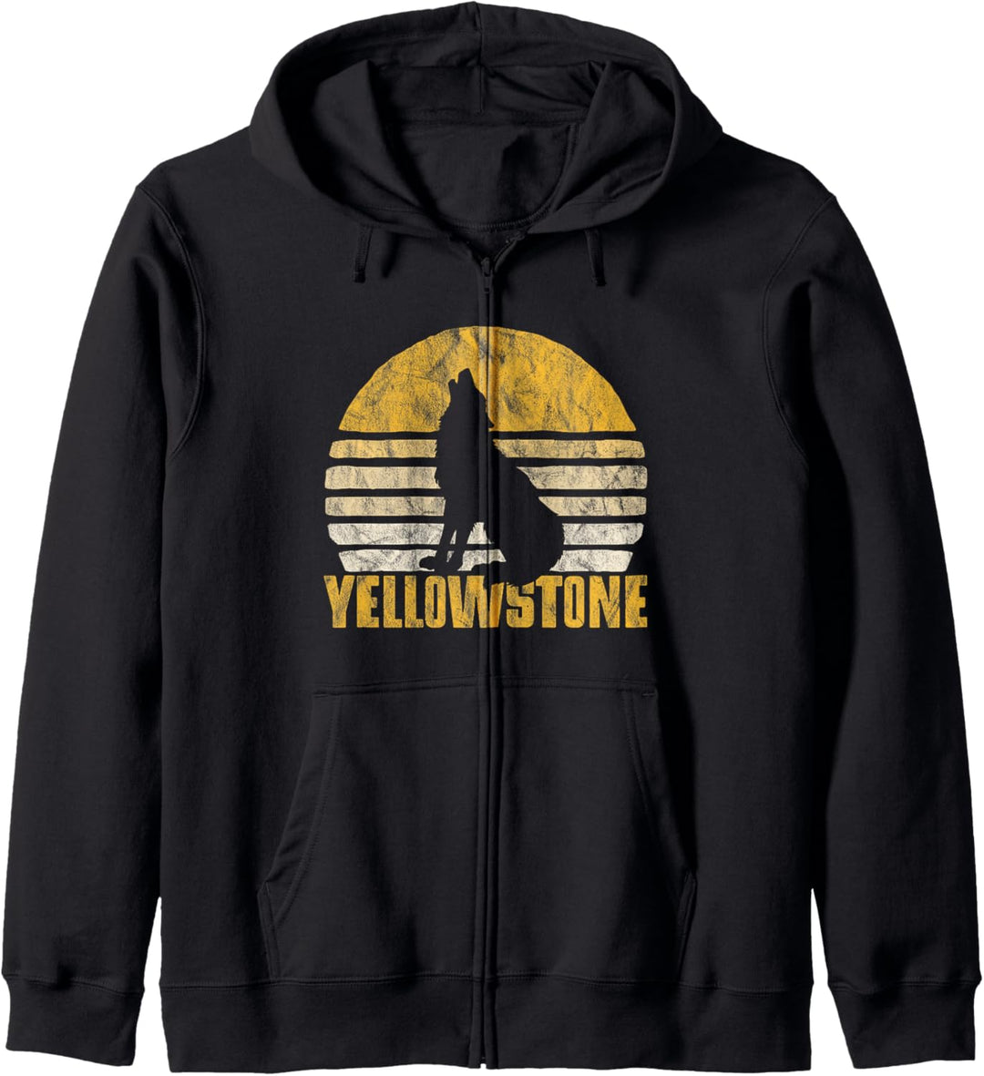Vintage Yellowstone National Park Wolf Retro Graphic Kapuzenjacke
