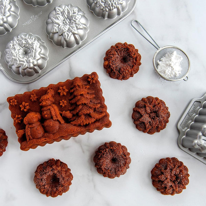 Nordic Ware Winter Wonderland Kastenform Weihnachten Gugelhupfform Aluguss Gugelhupfform mit Weihnac