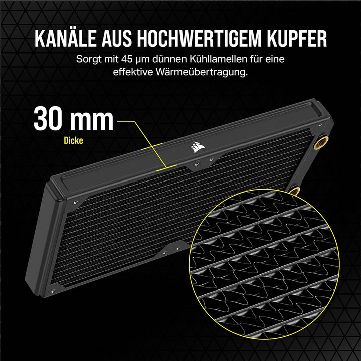 Corsair Hydro X Series XR5 280 mm NEO Radiator für Wasserkühlung – Kupferkanäle – Optimiert für Gerä