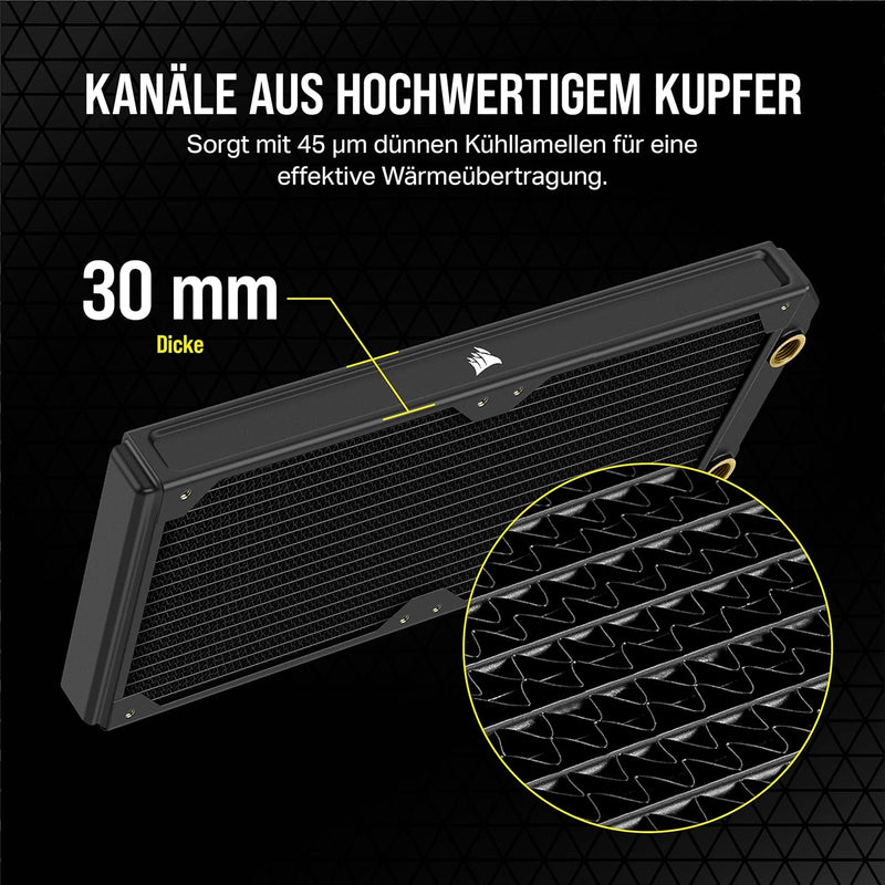 Corsair Hydro X Series XR5 280 mm NEO Radiator für Wasserkühlung – Kupferkanäle – Optimiert für Gerä