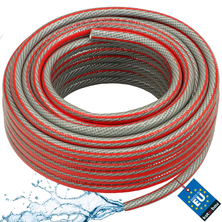 KOTARBAU® Gartenschlauch 1/2" 30m 6-lagig Grau Professionell zum Giessen von Pflanzen, 1/2" 30m