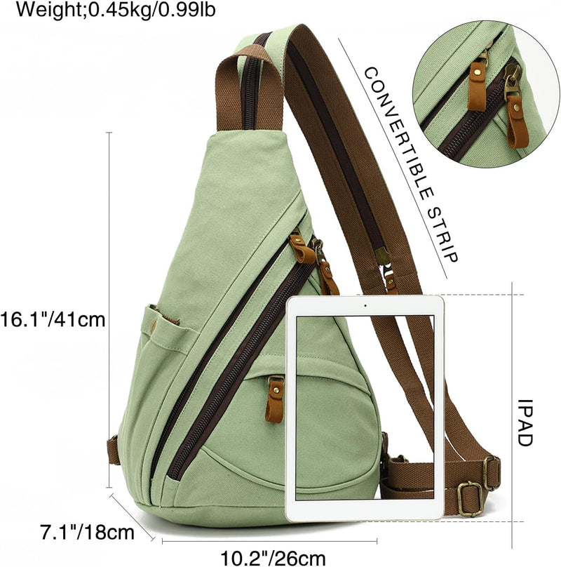 KL928 Canvas Sling Bag Rucksack Damen und Herren – Schulterrucksack Umhängetasche Crossbag Verstellb