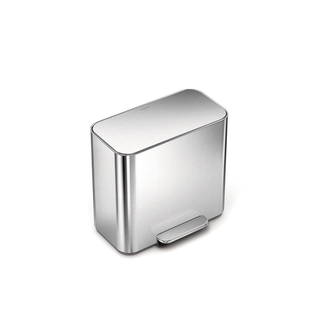 simplehuman 15L Mini Recycler Step Can, Doppelfach-Mülleimer für Hotel, Büros und kleine Räume, gebü