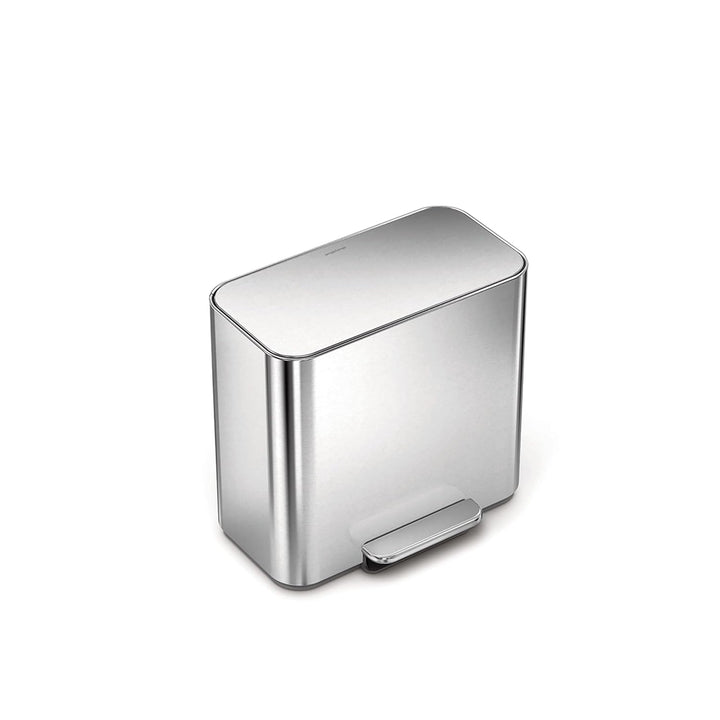 simplehuman 15L Mini Recycler Step Can, Doppelfach-Mülleimer für Hotel, Büros und kleine Räume, gebü