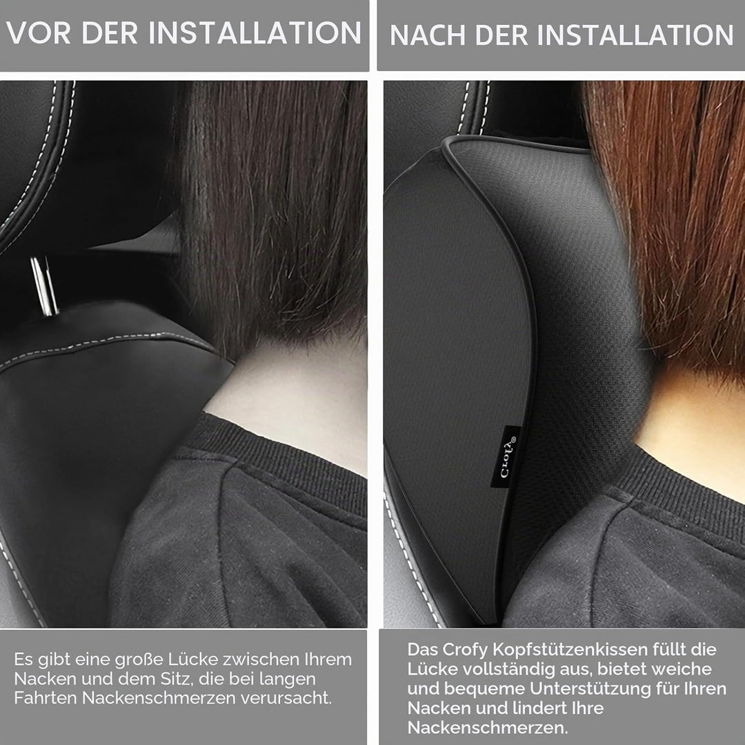 2-Pack Auto Nackenkissen, Weichheit Auto Kopfstütze Kissen zum Fahren mit verstellbarem Riemen, 100%