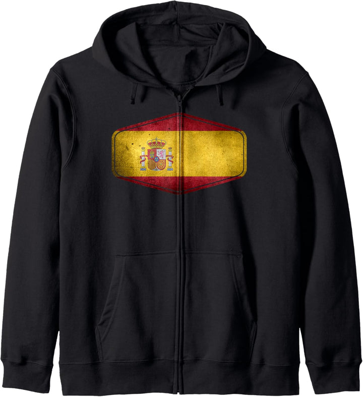 Vintage Spanien Flagge Stilvolles Design Kapuzenjacke