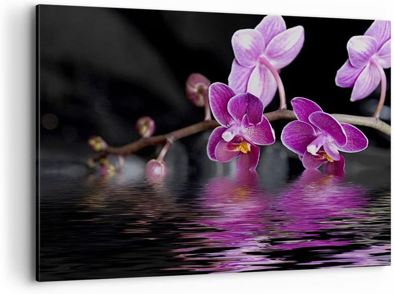 Bilder auf Leinwand 100x70cm Leinwandbild Asien exotisch orchidee blume Gross Wanddeko Bild Schlafzi