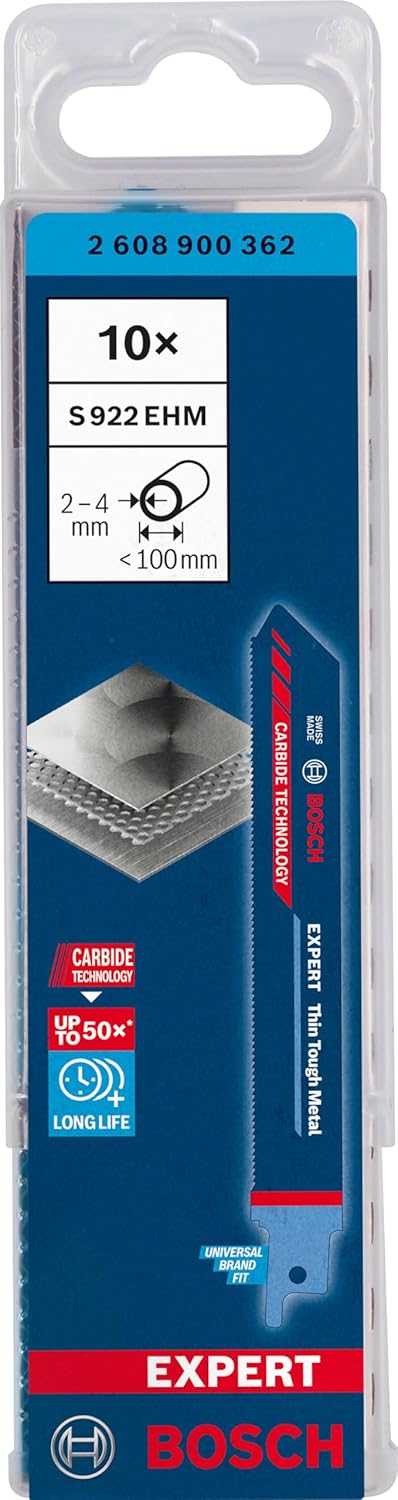 Bosch Professional 10x Expert ‘Thin Tough Metal’ S 922 EHM Säbelsägeblatt (für Edelstahlbleche, Läng