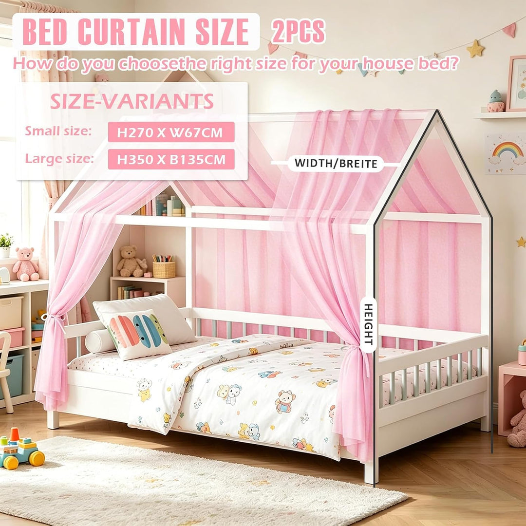 MeYuxg Hausbett Himmel Set, 2 Stück Betthimmel Hausbett für Hausbett Deko, 150x350CM Bio-Baumwolle H