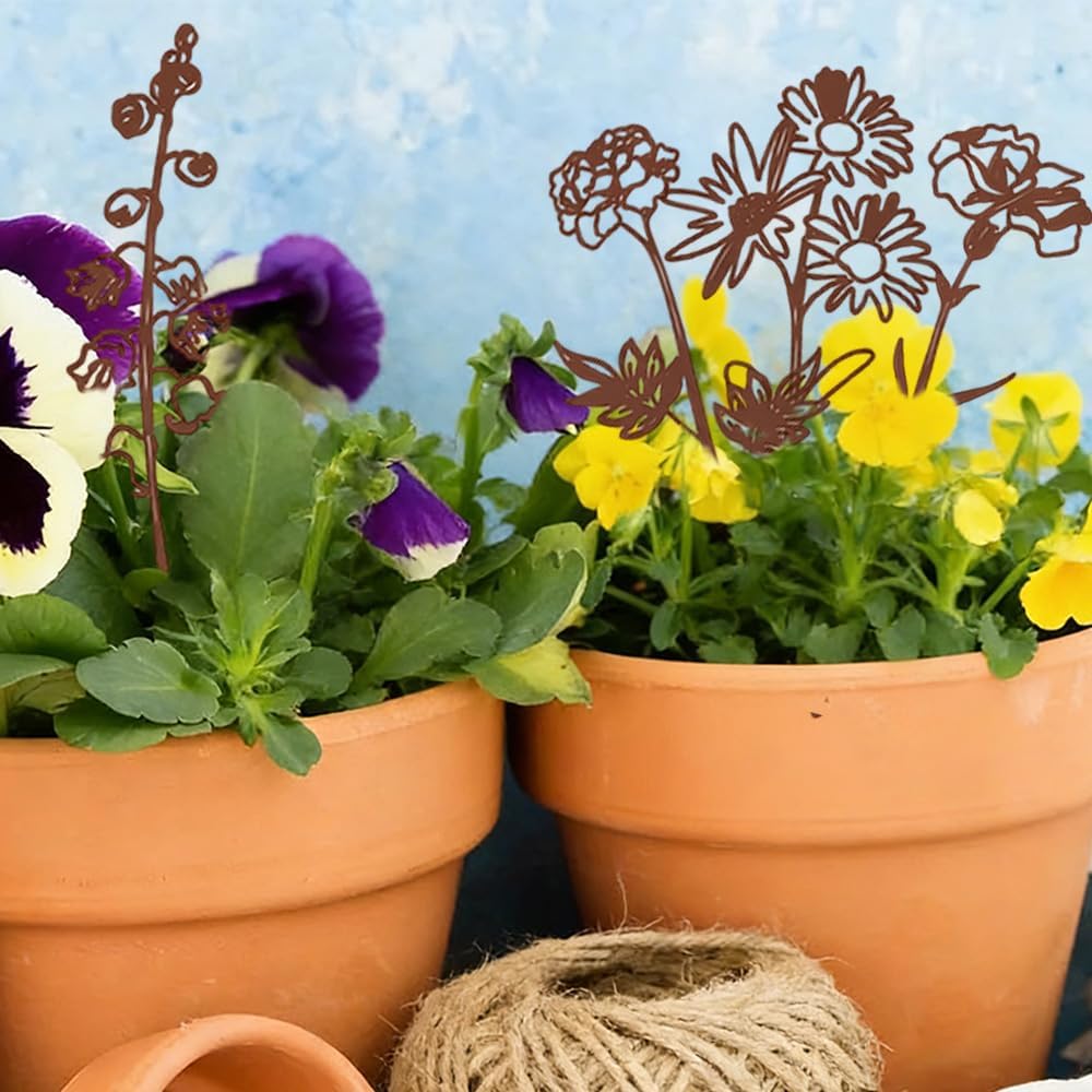 10 Stück Gartendeko Für Draussen Wetterfest Garten Deko Gartenstecker Zubehör Rost Gartenstecker Dek