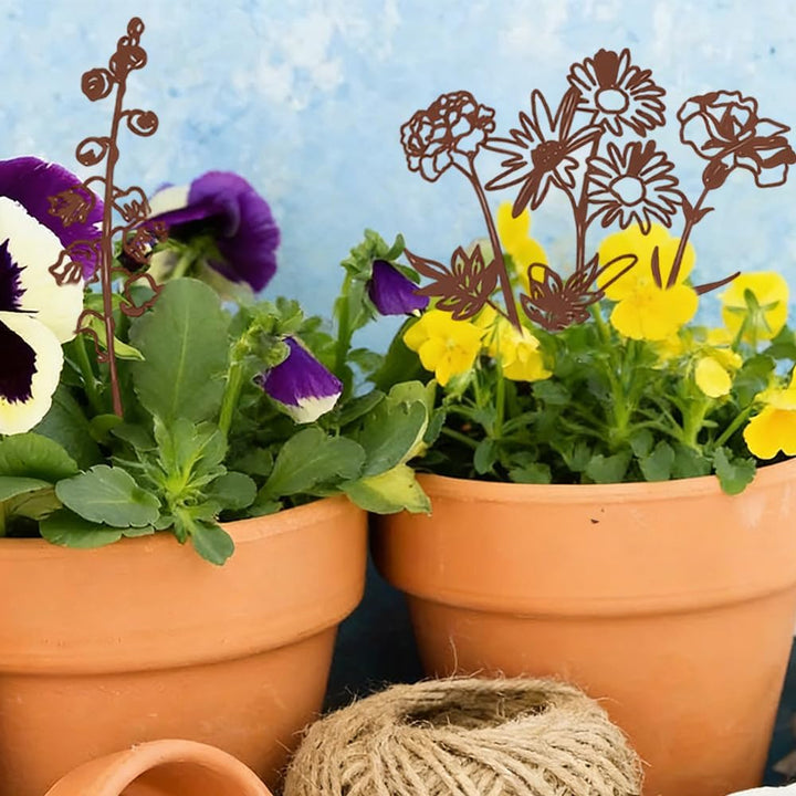 10 Stück Gartendeko Für Draussen Wetterfest Garten Deko Gartenstecker Zubehör Rost Gartenstecker Dek