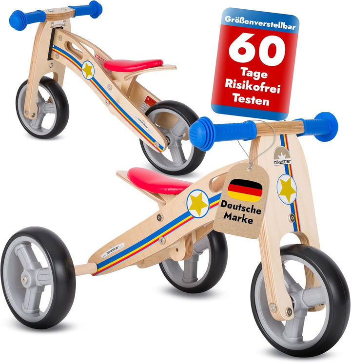 BIKESTAR Mini Kinder Laufrad Holz Lauflernrad mit DREI Rädern für Jungen und Mädchen ab 1 – 1,5 Jahr