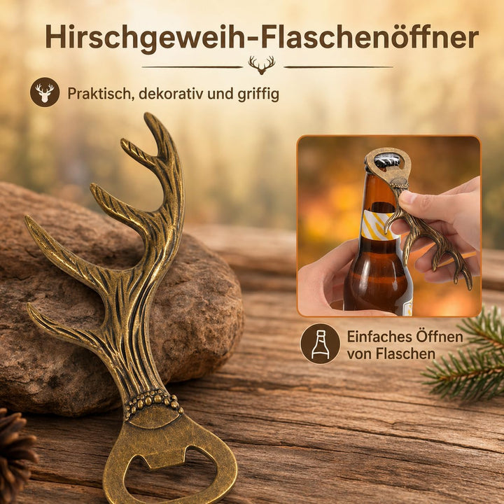 Jäger Geschenk Flachmann mit Hirsch Gravur - 6oz/180ml Edelstahl Flask Set in Geschenkbox mit 2x10ml