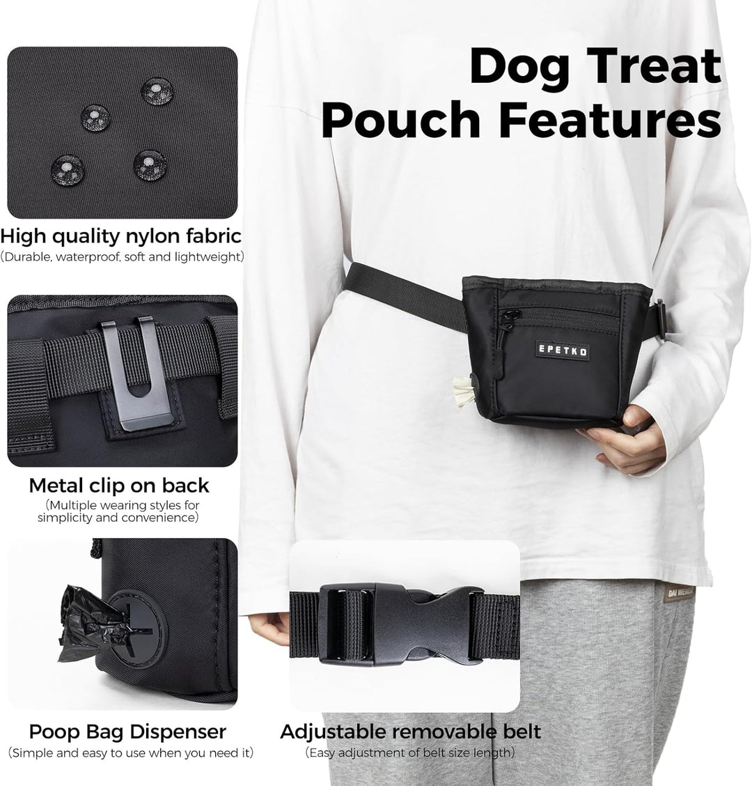 Leckerlibeutel für Hunde mit Metall-Gürtelclip, Leistungsstarke Magnetverschluss Gerät Beutel Lecker