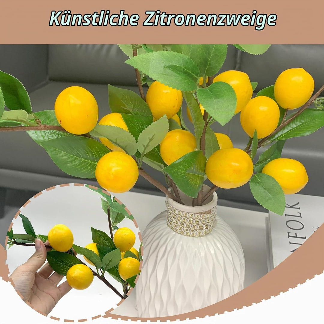 DHER 5pcs Künstlicher Zitronenzweig, Simulation Obst Dekoration, für Haus, Tischdekoration, Hochzeit