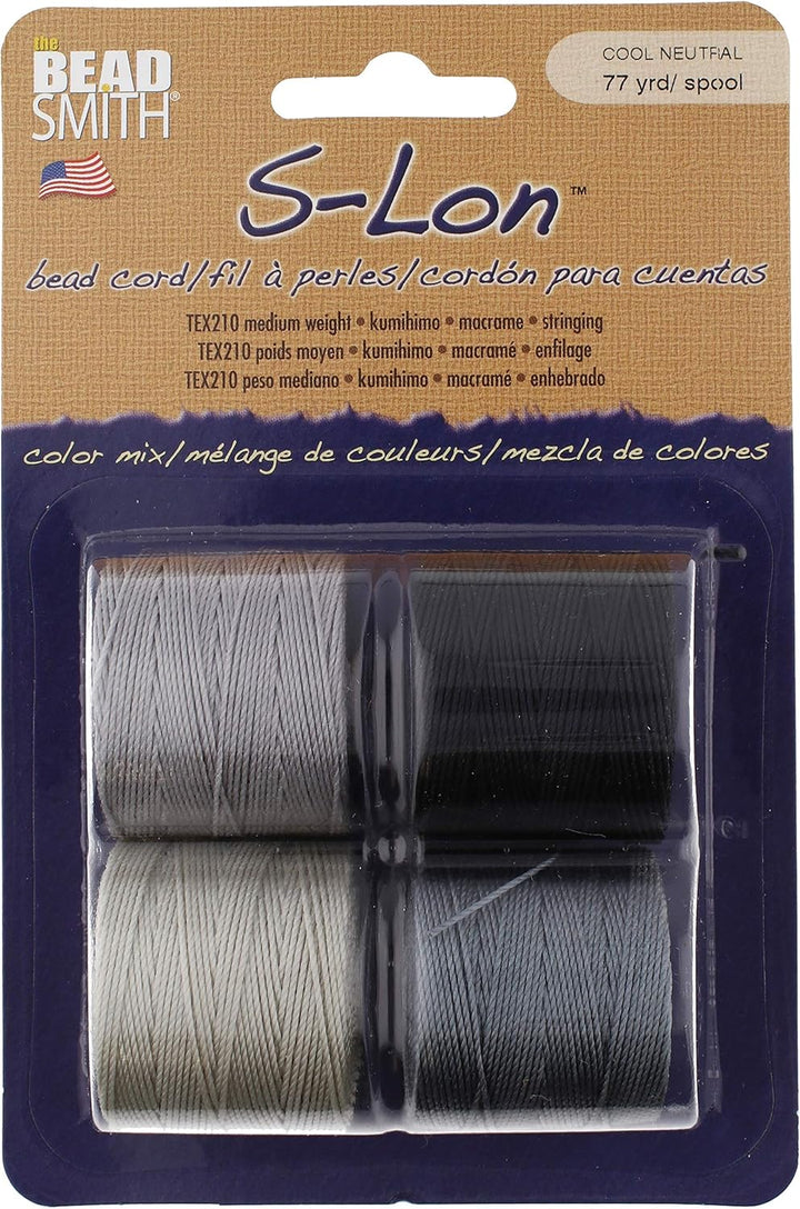 Beadsmith S-Lon Cord Multipack mit 4 Spulen (Cool Neutrals Mix) Cool Neutrals Mix 4 Spools, Cool Neu