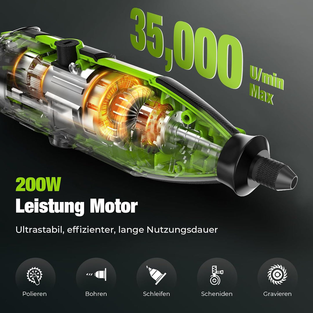 Multifunktionswerkzeug 200W, ETOOLAB [Professional] Rotationswerkzeug, Echte 10000-35000 U/min, Dreh