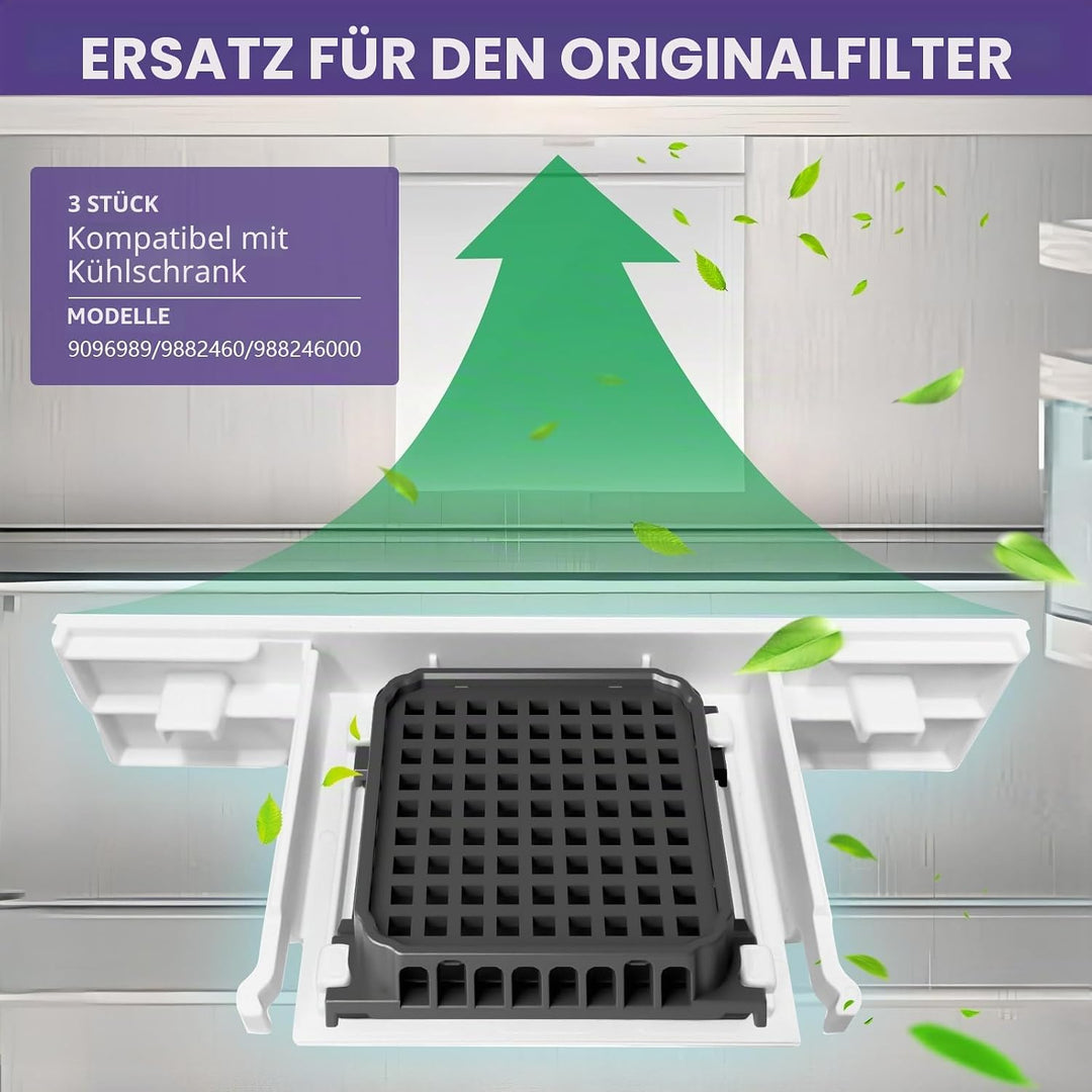 3 Stück Aktivkohlefilter für Liebherr Kühlschrank 9096989 9882460 988246000 988246001 9882429 Fresh