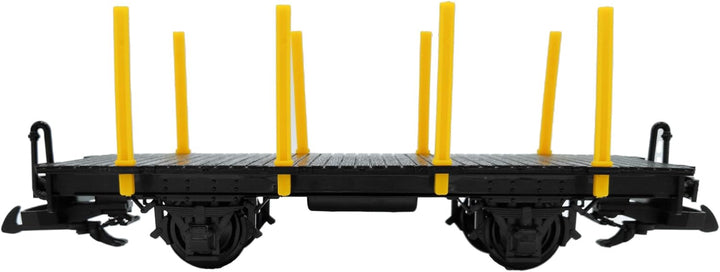 Rungenwagen schwarz/gelb als Spur-G Bausatz Zubehör für Gartenbahn Loks & Wagen