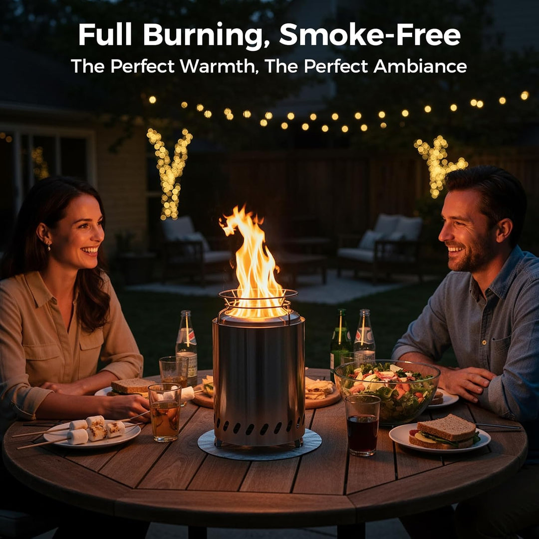 SMOOL Rauchfreier Tischfeuerkorb, Edelstahl raucharm, tragbaher Ofen für Camping, Outdoor & Terrasse