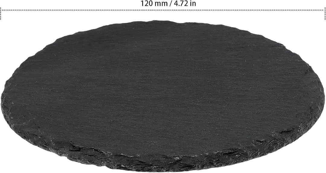 12 Stück 12cm Schwarz Schiefer Untersetzer Rund, Runde Schiefer Getränkeuntersetzer, Schieferplatte