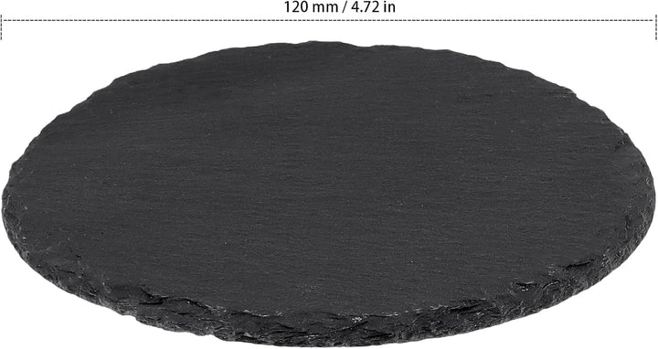 12 Stück 12cm Schwarz Schiefer Untersetzer Rund, Runde Schiefer Getränkeuntersetzer, Schieferplatte