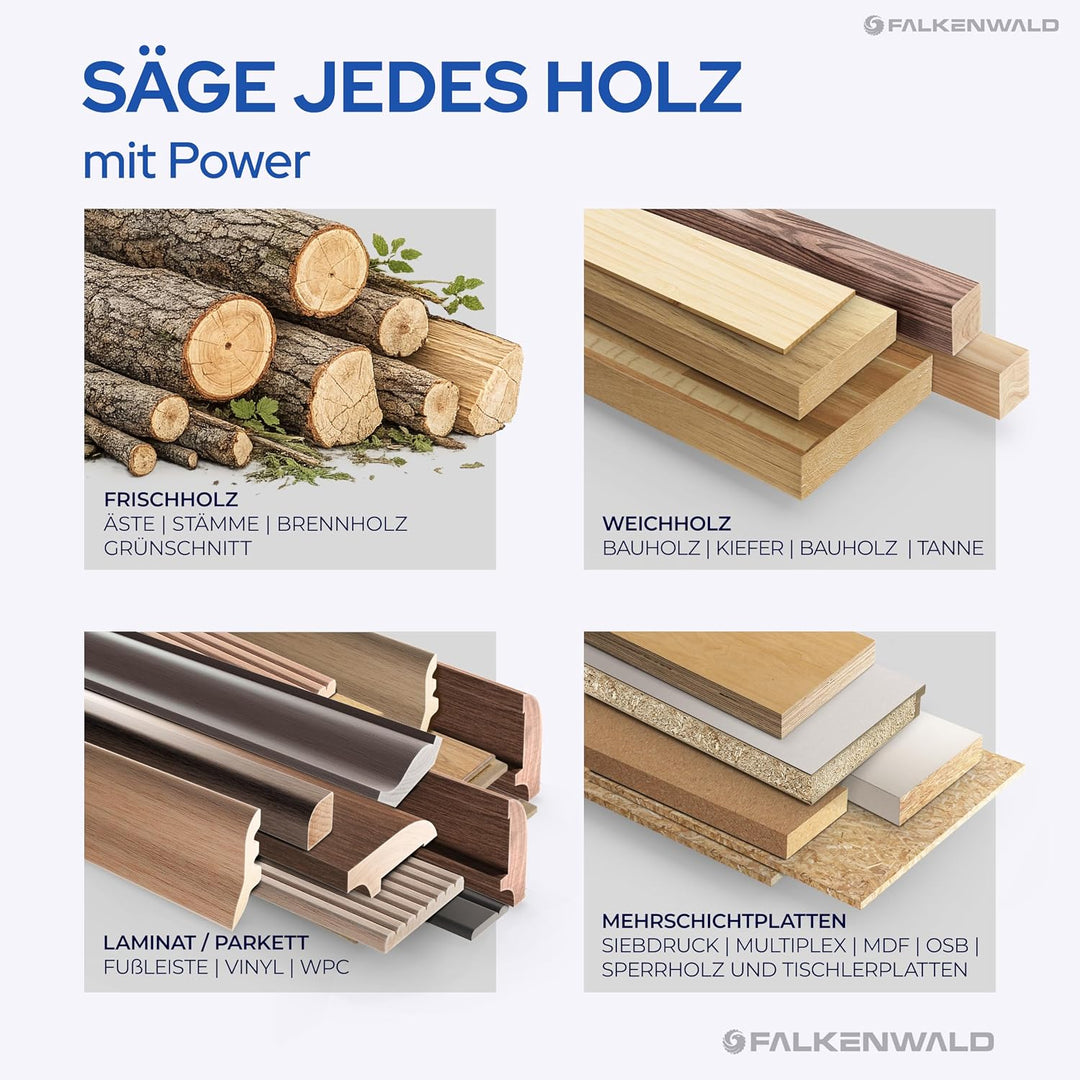 FALKENWALD® Stichsägeblätter Holz Set 10tlg - 6x T308BF + 4x T308BFP - T-Schaft HCS - Für Hartholz,