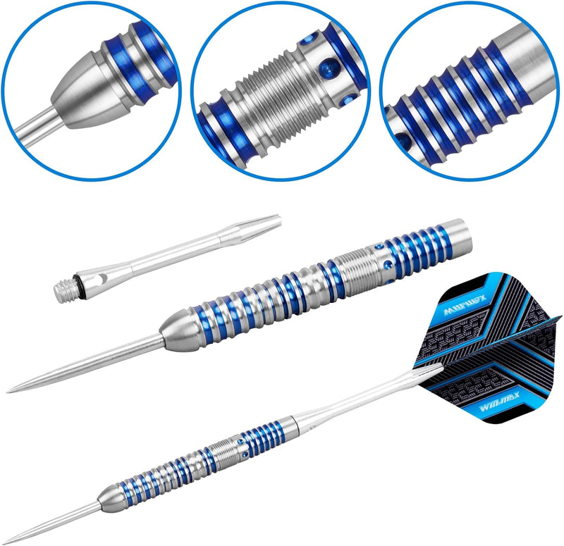 WIN.MAX Dartpfeile mit Metallspitze 90% Tungsten 3 Stück 90% Wolfram Stahl Darts 16-28 Gramm Dart pr