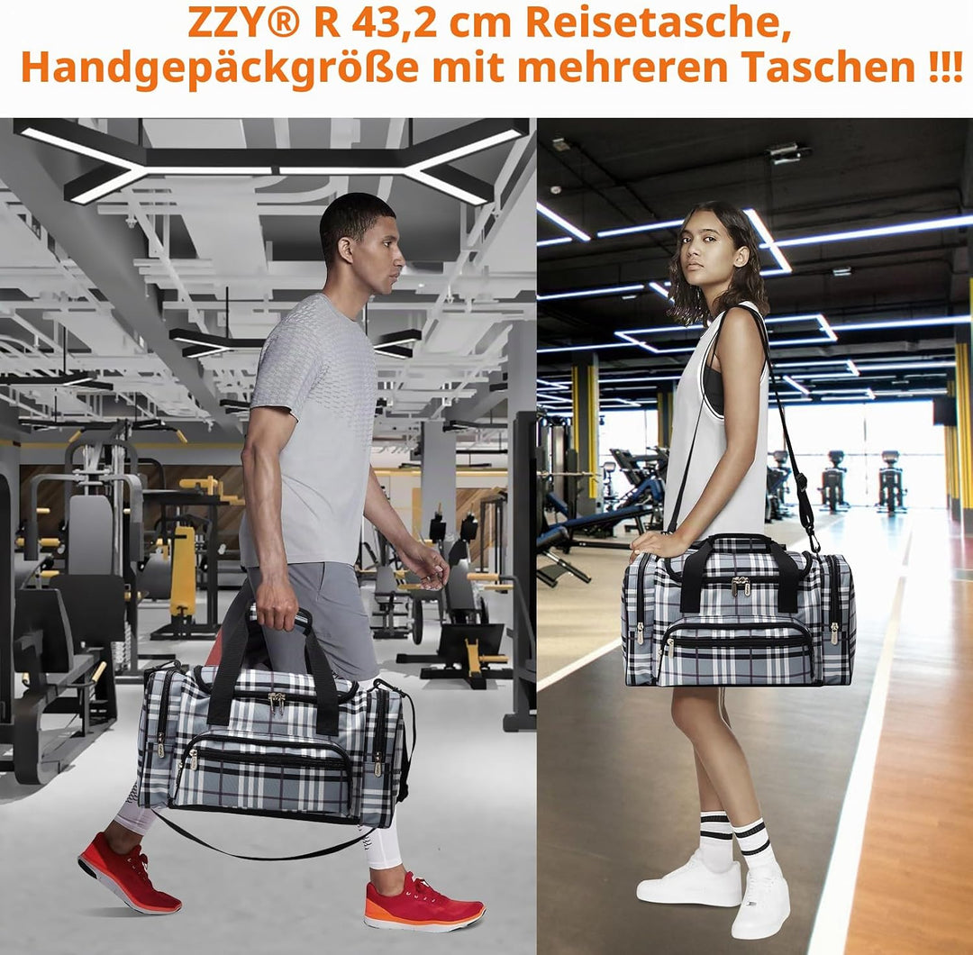 ZZY Sporttasche klein, 25L Gym Tasche, Fitness Tasche Trainingstasche für Weekender Reisetasche (Gra