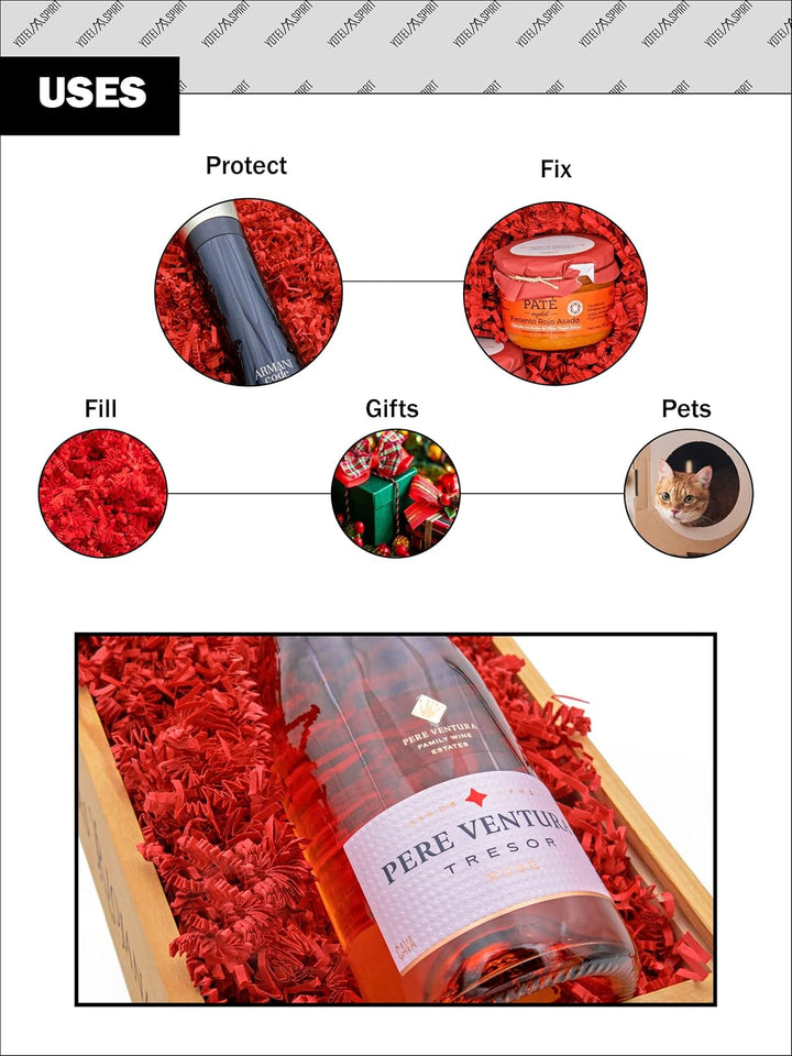 YOTEI SPIRIT® 2.5kg Geschreddertes Rotes Papier für Geschenkbox – Füllmaterial für Pakete, Körbe, Bo