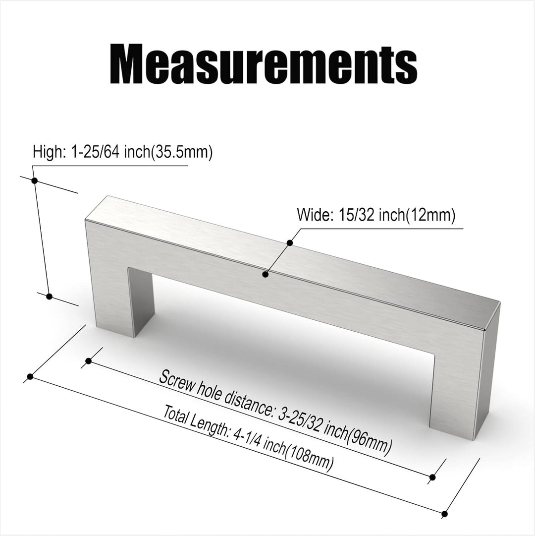Amerdeco 10 Stück Möbelgriffe Edelstahl Gebürsteter Nickel Schrankgriffe Küchengriffe 96mm Lochabsta