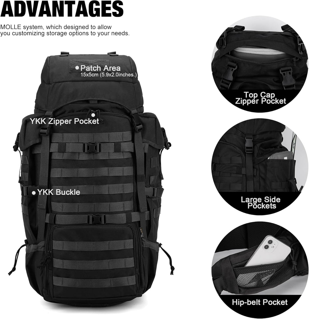 Mardingtop 70L Militär Rucksack Trekkingrucksack mit Regenschutz Wanderrucksack im Freien Grosse Kap