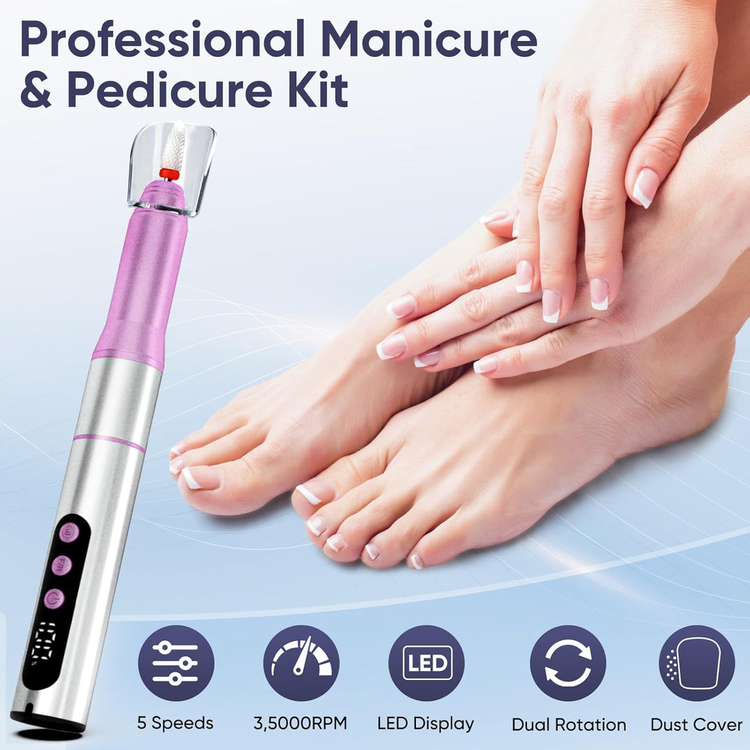 Nagelfräser Kabellos, 35000 U/Min Fräser Nägel, 13 in 1 Elektrische Nagelfeile Professionell Nail Dr