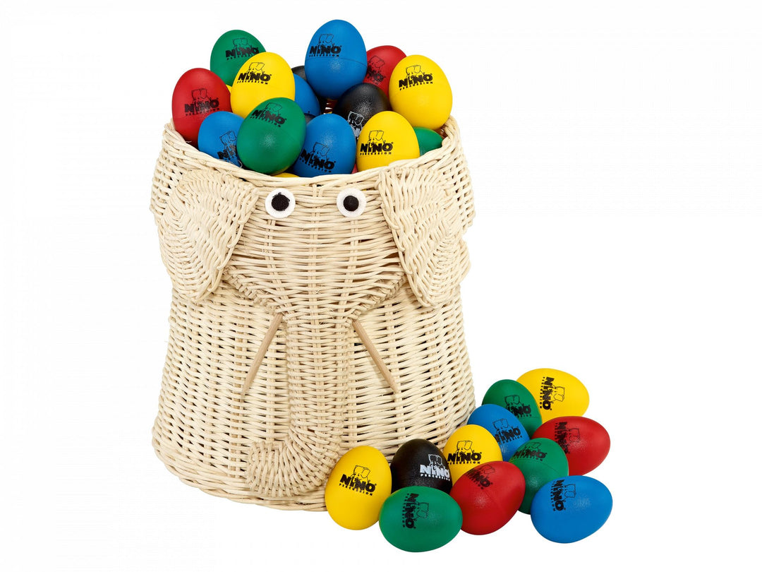 Nino Percussion VE80-NINO540 Egg Shaker Sortiment im Elefantenkorb achtzigteilig