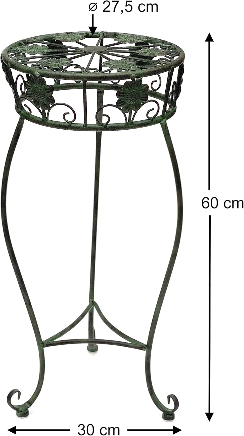 DanDiBo Blumenhocker Metall Grün Rund 60 cm Blumenständer 96008 M Blumensäule Antik Pflanzenständer
